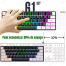 Teclado Gamer Mecânico 60% 61 Teclas RGB Hot Swap USB-C