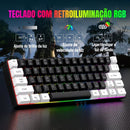 Teclado Gamer Mecânico 60% 61 Teclas RGB Hot Swap USB-C