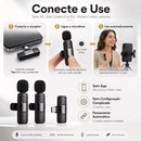 Kit Microfone de Lapela Sem Fio USB-C com 2 Microfones para Celular Android