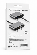 Hub USB-C 4 em 1 com HDMI 4K, VGA, USB 3.0 e USB-C PD