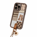 Capa para iPhone 14 e 15  Urso Marrom Fosca com Alça de Mão