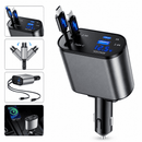 Carregador Veicular Turbo 120W 4 em 1 com Cabos Retráteis com Display Digital