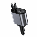 Carregador Veicular Turbo 120W 4 em 1 com Cabos Retráteis com Display Digital