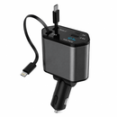 Carregador Veicular Turbo 120W 4 em 1 com Cabos Retráteis com Display Digital