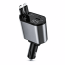 Carregador Veicular Turbo 120W 4 em 1 com Cabos Retráteis com Display Digital