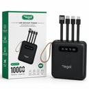Carregador portátil de 10000mAh com 4 cabos de carregamento com LED